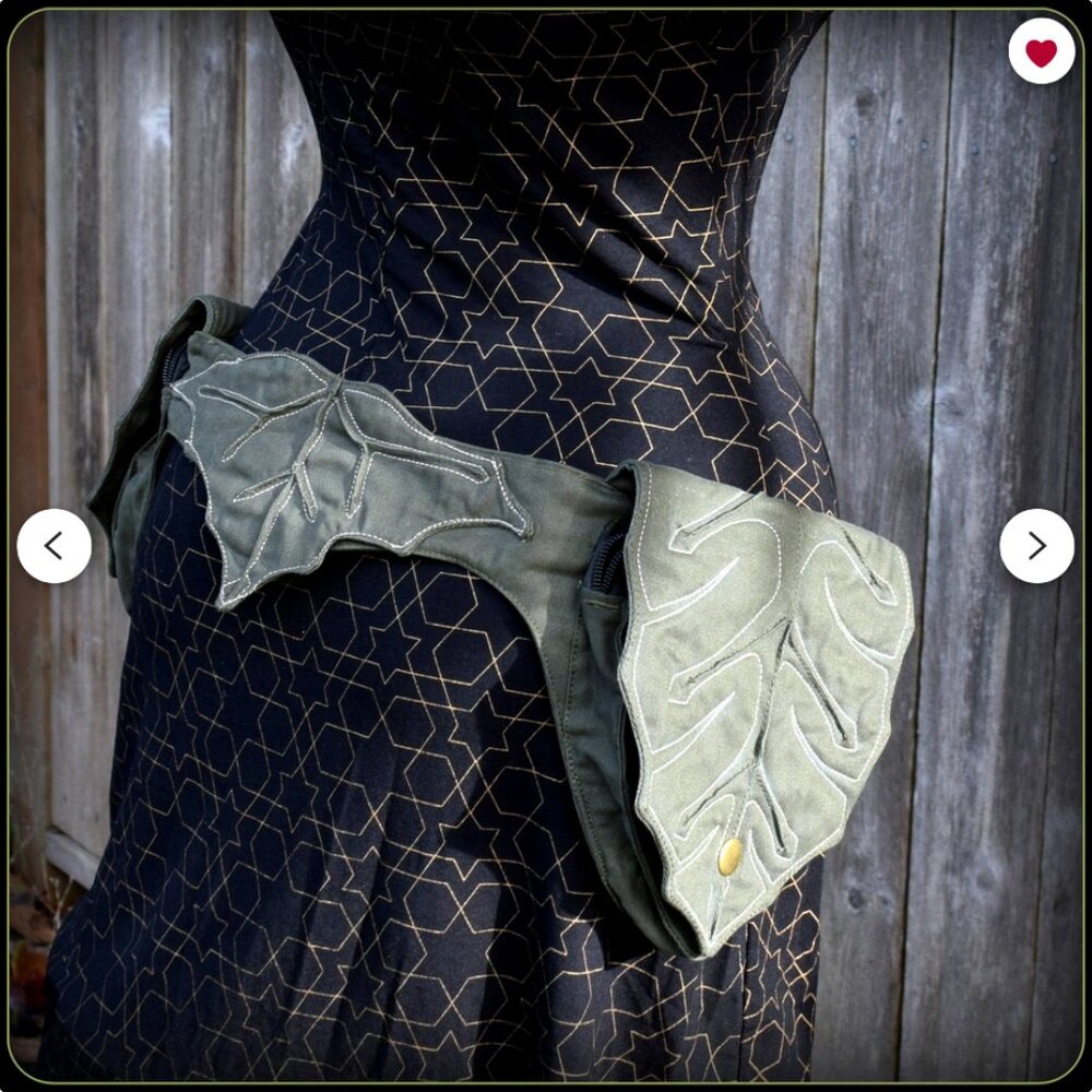 SOLD Green Elven Leaf Bag, Fanny Pack